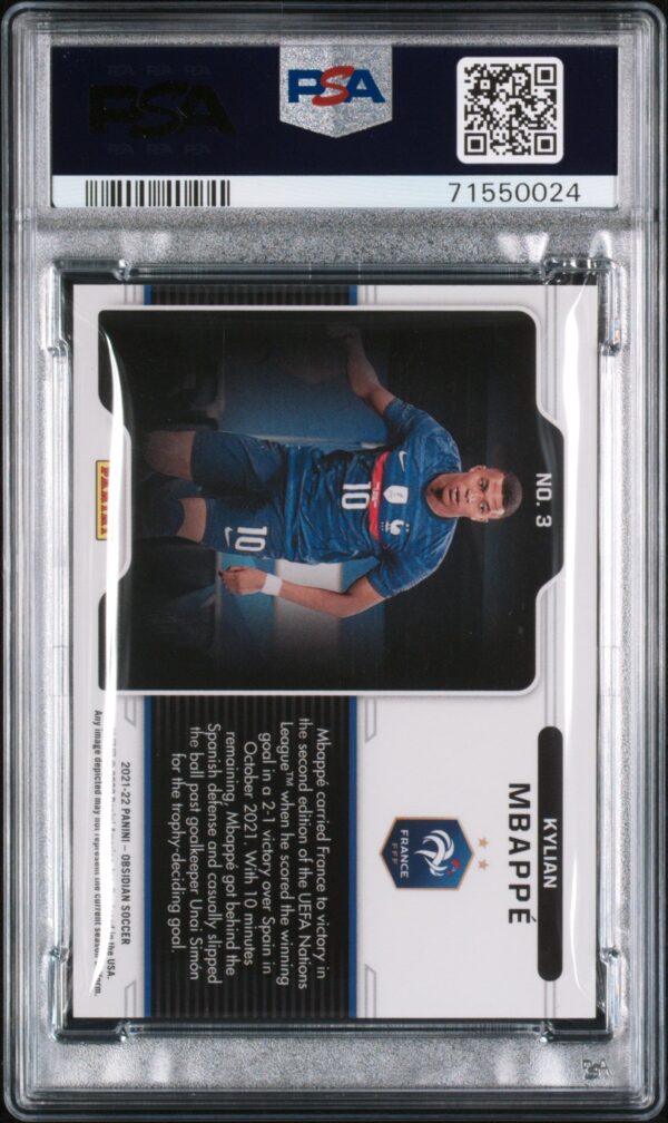 2021 Panini Obsidian Black Color Blast Soccer Kylian Mbappe #3 PSA 9